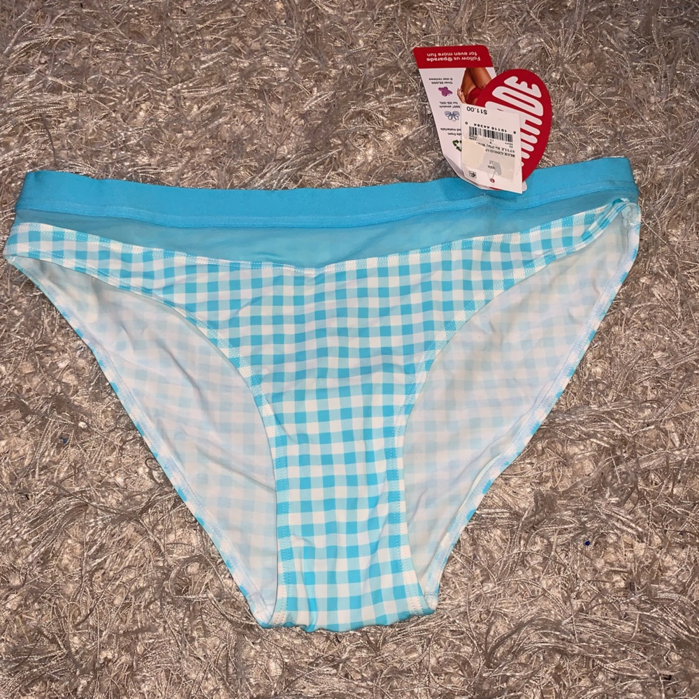 3 for $30 β‘οΈ Blue Checkered Women's Bra & Undies matching set - size L NWT - Picture 5 of 16